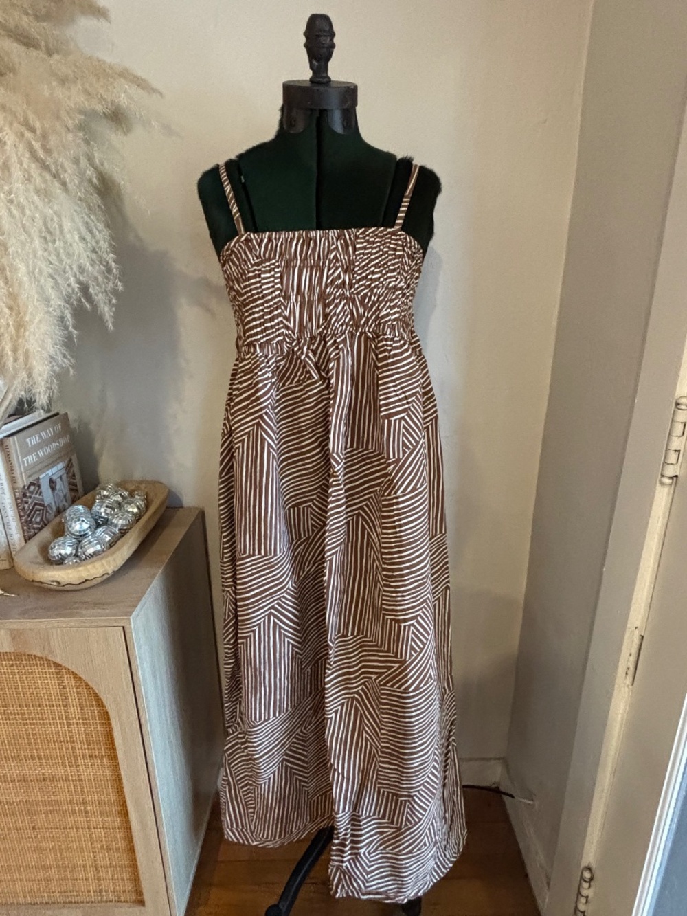 Brown and white maxi dress